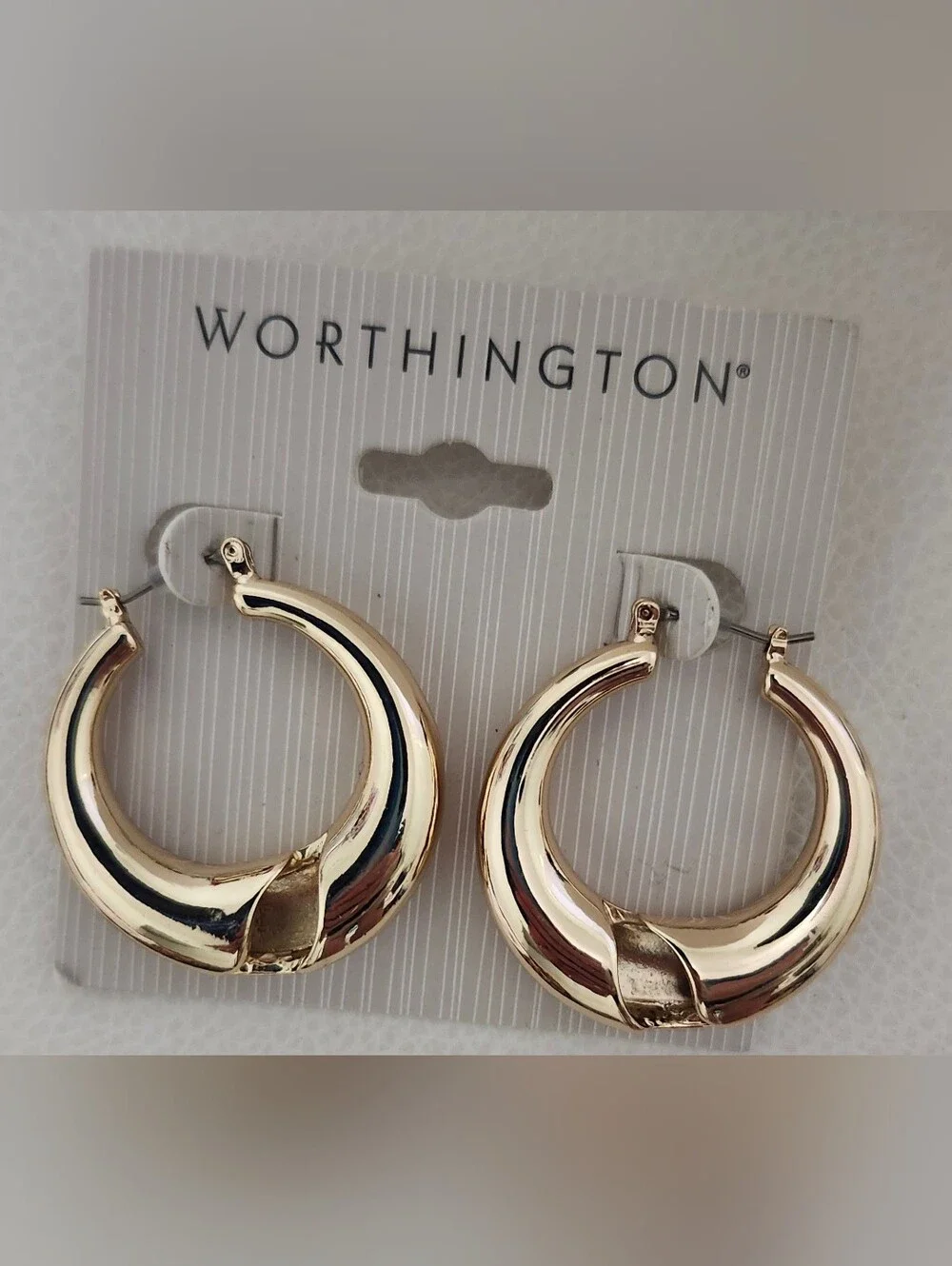 Worthington Shiny Gold Sculpted Hoop Earrings